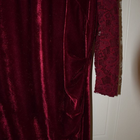 Together Women's Velvet & Lace Burgundy Dress -Size 16 -New! - Picture 4 of 10